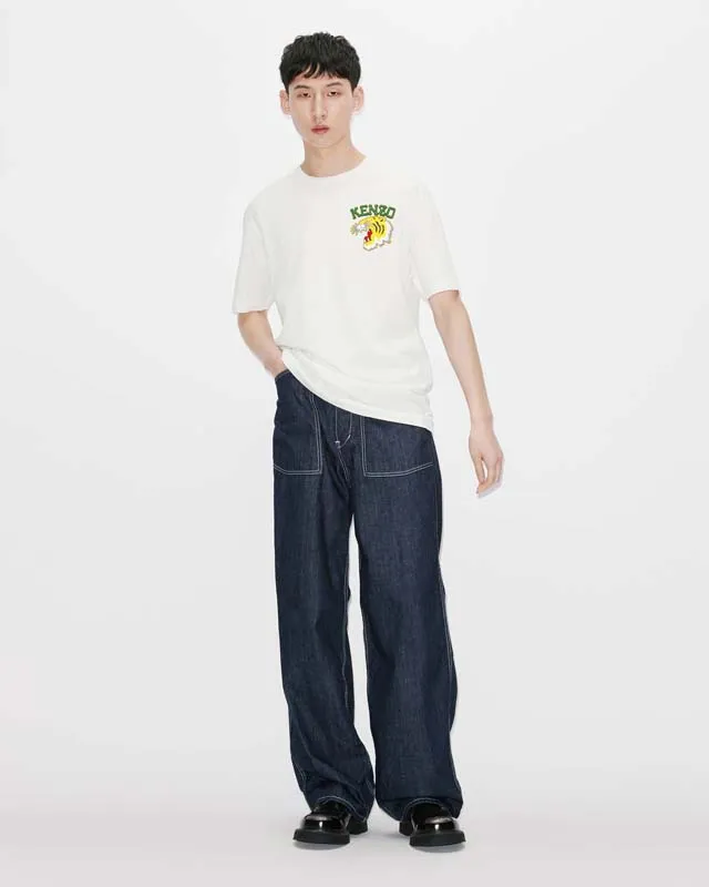 KENZO Men's and Women's Same Style 23 Spring and Summer Cotton Tiger Head Pattern Casual Fashion Loose T-shirt Color: Black Apricot White Size: M L XL XXL Three Standards Style Number: K 69